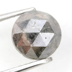 1.64 carat grey antique finish round rose cut natural diamond with salt and pepper inclusions, unique rustic loose stone ideal for custom rings and bespoke jewelry designs