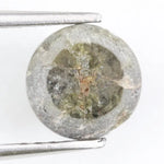 1.64 carat grey antique finish round rose cut natural diamond with salt and pepper inclusions, unique rustic loose stone ideal for custom rings and bespoke jewelry designs