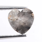heart shaped natural grey diamond with salt and pepper inclusions, earth mined loose diamond Rustic heart cut natural diamond