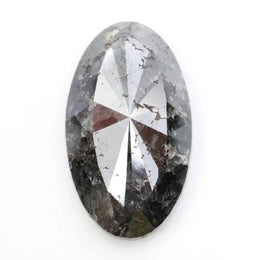 oval cut  , grey black naturral loose diamond, diamond ring with side stones elegant engagement jewelry ring
