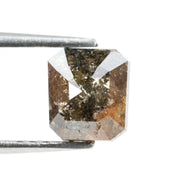 0.77 Ct emerald cut brown grey black natural diamond with soft smoky tones and elegant sparkle for modern jewelry