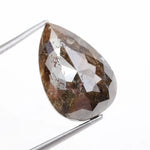 pear cut, brown natural loose diamond, teardrop pear cut rustic diamond featuring a translucent clear crown.