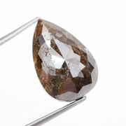 pear cut, brown natural loose diamond, teardrop pear cut rustic diamond featuring a translucent clear crown.