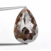 pear cut, brown natural loose diamond, teardrop pear cut rustic diamond featuring a translucent clear crown.
