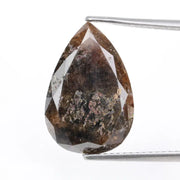 pear cut, brown natural loose diamond, teardrop pear cut rustic diamond featuring a translucent clear crown.