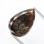pear cut, brown natural loose diamond, teardrop pear cut rustic diamond featuring a translucent clear crown.