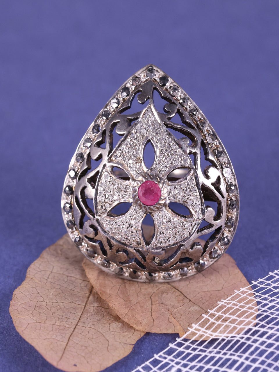 Round Cut Ruby Art Deco Ring
