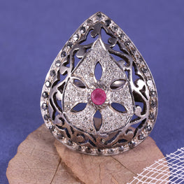 Round Cut Ruby Art Deco Ring