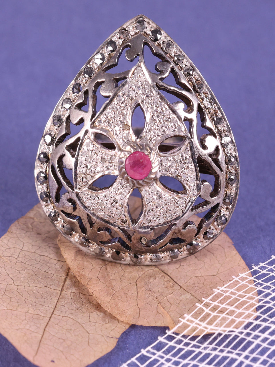 Round Cut Ruby Art Deco Ring