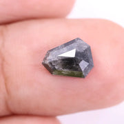 Natural grey diamond shield cut diamond, lab grown vs natural diamond side by side, salt and pepper diamond jewelry, grey diamond necklace, grey diamond.