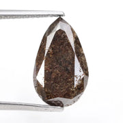 pear cut, brown color, natural loose diamond, in a vintage style rose cut pear shape, perfect for alternative art deco engagement rings.