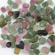 Natural rough tourmaline crystals multiple colors lot with green pink blue yellow and multicolor gemstones