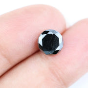 1.73 Ct genuine natural black diamond round cut loose gemstone, deep black faceted diamond for designer jewelry, bold statement stone for custom rings, high quality natural black diamond for fine jewelry making