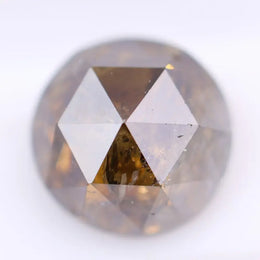 0.69 Ct round rose cut brown yellow natural diamond loose fancy color gemstone for jewelry making and custom fine jewelry designs