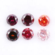 0.83 Ct Round Lab Grown Diamond , 6 Pcs Created CVD Diamonds in Red, Pink, and Orange Hues , Diamond for Ring and Earring