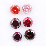 0.83 Ct Round Lab Grown Diamond , 6 Pcs Created CVD Diamonds in Red, Pink, and Orange Hues , Diamond for Ring and Earring