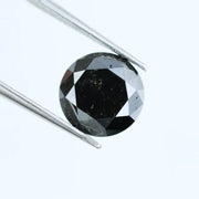 Natural black diamond round cut loose stone for custom jewelry making, elegant authentic black diamond.