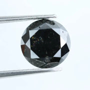 Natural black diamond round cut loose stone for custom jewelry making, elegant authentic black diamond.