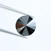 Natural black diamond round cut loose stone for custom jewelry making, elegant authentic black diamond.
