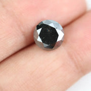 Natural black diamond round cut loose stone for custom jewelry making, elegant authentic black diamond.