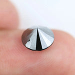 Natural black diamond round cut loose stone for custom jewelry making, elegant authentic black diamond.