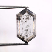 1.72 Ct white & Black Hexagon cut lab grown diamond loose stone with elegant crescent shape and bright brilliant facets