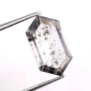 1.72 Ct white & Black Hexagon cut lab grown diamond loose stone with elegant crescent shape and bright brilliant facets