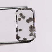  2.24 Ct white & Black Emerald cut lab grown diamond loose stone with radiant sparkle and precise curved facets