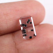  2.24 Ct white & Black Emerald cut lab grown diamond loose stone with radiant sparkle and precise curved facets