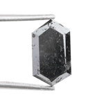 hexagon cut,  black grey natural loose diamond, diamond hexagon cut elegant sparkle engagement ring gemstone