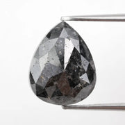 pear cut, black grey natural loose diamond, black diamond chain necklace with bold statement appeal
