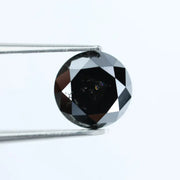 Authentic 2.43 Ct Black Diamond Round Cut Natural Loose Diamond for Engagement Ring and Designer Jewelry