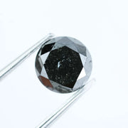 Natural 1.46 Ct black diamond round cut loose diamond for engagement ring, unique fine jewelry stone