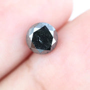 Natural 1.46 Ct black diamond round cut loose diamond for engagement ring, unique fine jewelry stone
