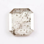 1.18 Ct black and white emerald cut lab created diamond with rectangular step facets and smooth sparkle