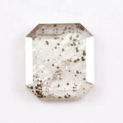 1.18 Ct black and white emerald cut lab created diamond with rectangular step facets and smooth sparkle