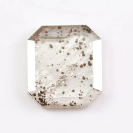 1.18 Ct black and white emerald cut lab created diamond with rectangular step facets and smooth sparkle