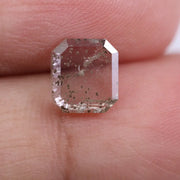 1.18 Ct black and white emerald cut lab created diamond with rectangular step facets and smooth sparkle