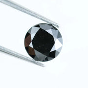 2.14 Ct natural black diamond round cut loose diamond for custom ring, authentic black diamond for fine jewelry