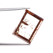 3.76 Ct brown princess cut lab grown diamond loose stone with sharp geometric facets and rich fancy color