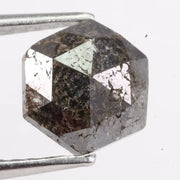 Natural 1.50 carat hexagon cut black diamond loose gemstone antique style for jewelry making