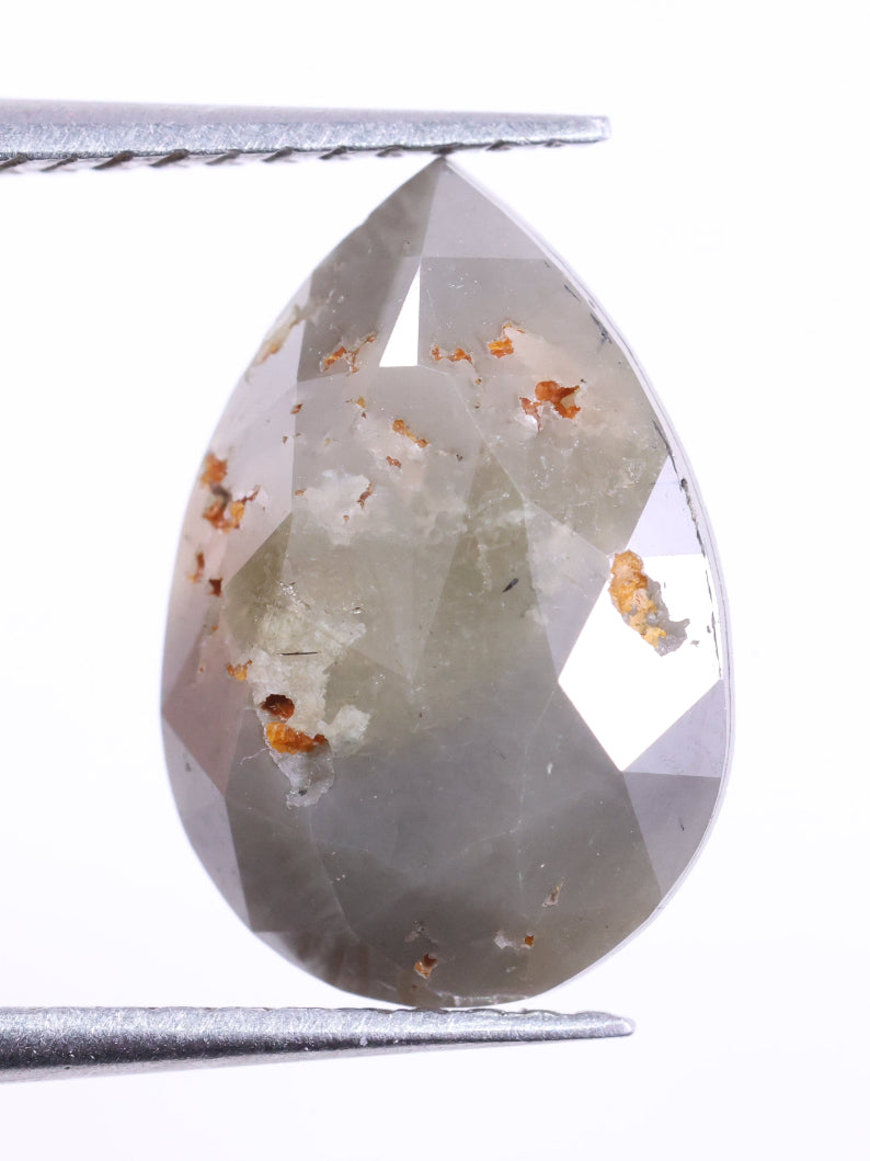 1.53 Ct Real Grey Color Diamond - Pear Cut Natural Diamond ( 9.85 X 5.92 X 0.83 )