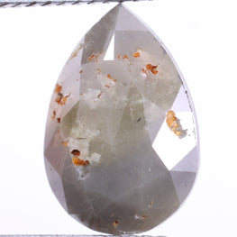 1.53 Ct Real Grey Color Diamond - Pear Cut Natural Diamond ( 9.85 X 5.92 X 0.83 )