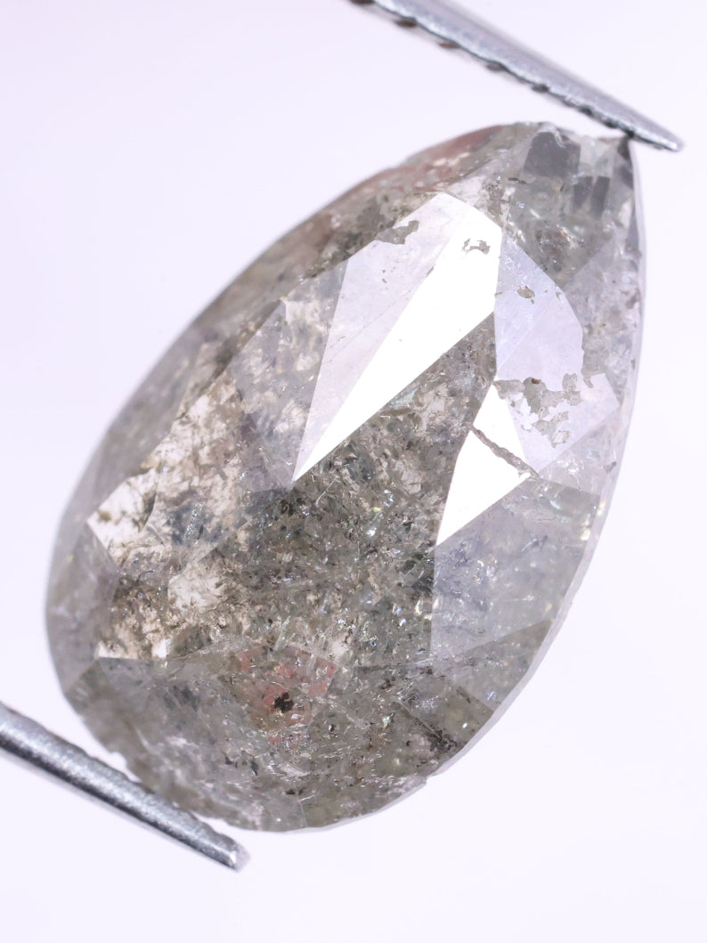 1.60 Ct Real Grey Color Diamond - Pear Cut Natural Diamond ( 9.84 X 5.61 X 1.04 )