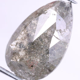 1.60 Ct Real Grey Color Diamond - Pear Cut Natural Diamond ( 9.84 X 5.61 X 1.04 )