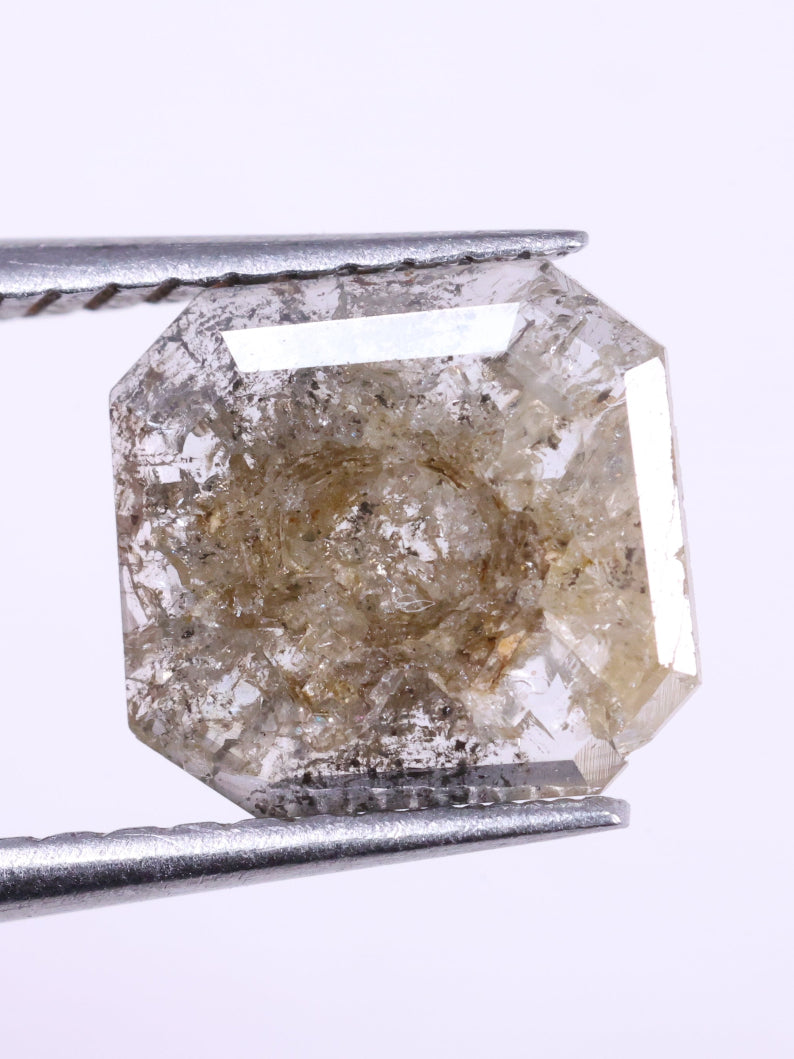 0.45 Ct Real Brown Color Diamond - Asscher Cut Natural Diamond ( 5.89 X 5.72 X 0.21 )