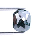 1.18 Ct cushion cut salt and pepper diamond with dark green gray color and natural inclusions loose gemstone for jewelry