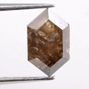 2.16 Ct natural hexagon cut brown diamond, rare fancy shape loose diamond for custom engagement ring or fine jewelry setting.