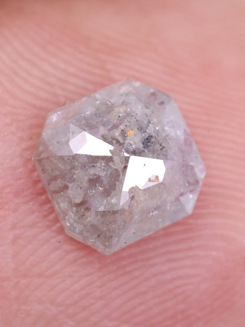 0.57 Ct Real Grey Color Diamond - Asscher Cut Natural Diamond ( 5.76 X 4.90 X 1.20 )