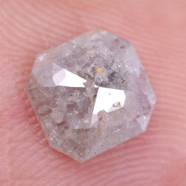 0.57 Ct Real Grey Color Diamond - Asscher Cut Natural Diamond ( 5.76 X 4.90 X 1.20 )